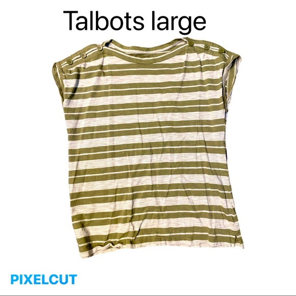 Talbots short sleeve shirt. Green stripes. - Picture 1 of 2